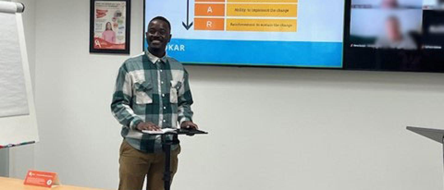 A man delivering a presentation