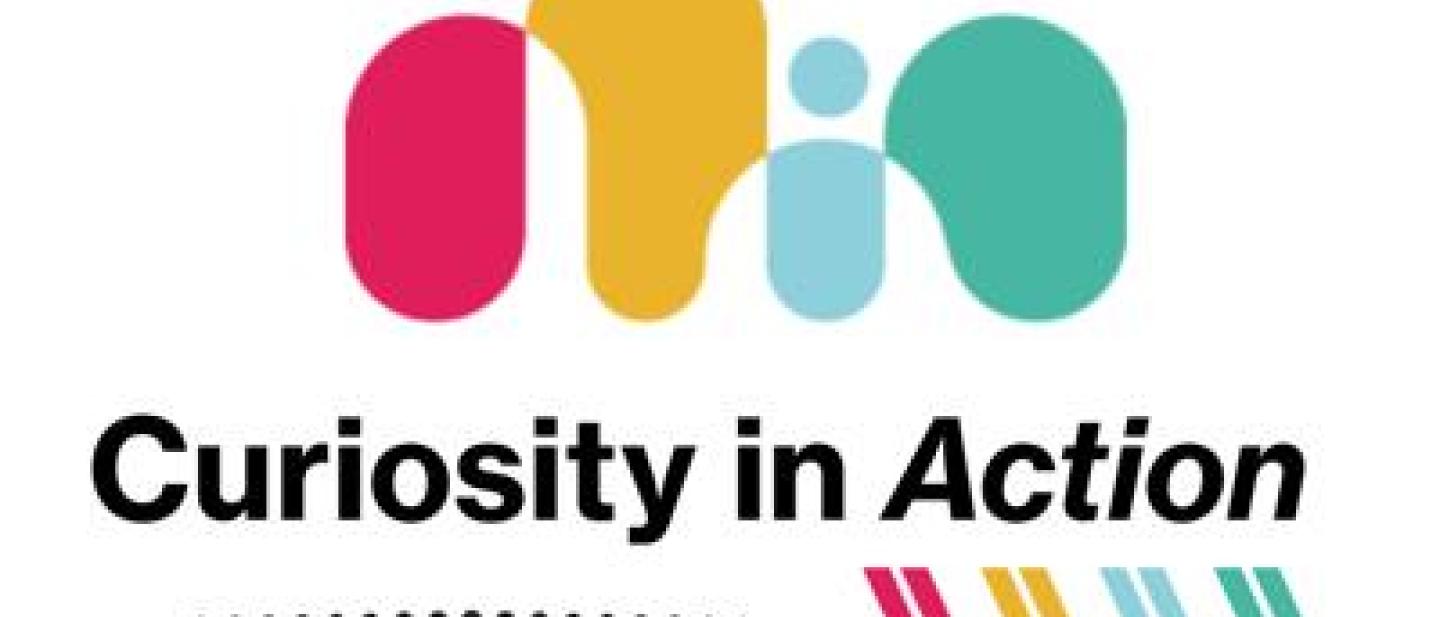 Curiosity in Action logo with icons of 4 people in red, yellow, blue and green